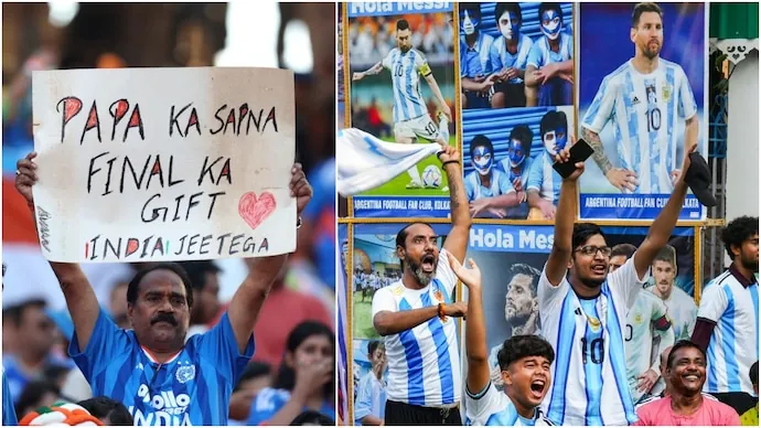 Cricket fans and football fans in India