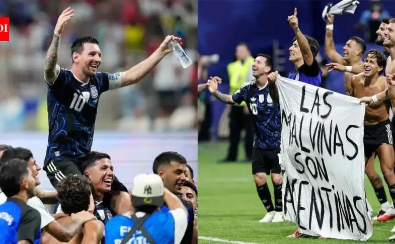 Argentina risk FIFA punishment after Falkland Islands banner during England win celebrations