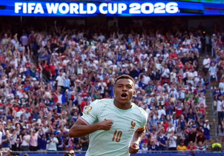 Mbappe celebrates