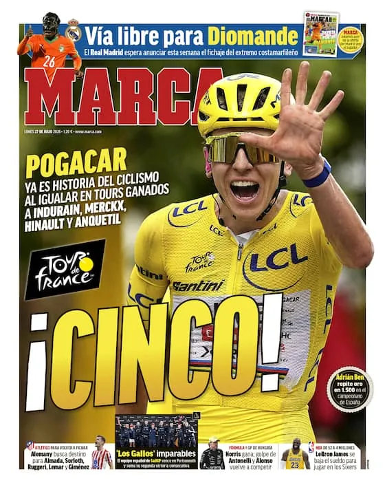 Article image:🗞️ Diomande, Vinicius, Raphinha and Julián Álvarez on the front pages
