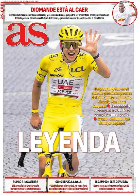 Article image:🗞️ Diomande, Vinicius, Raphinha and Julián Álvarez on the front pages
