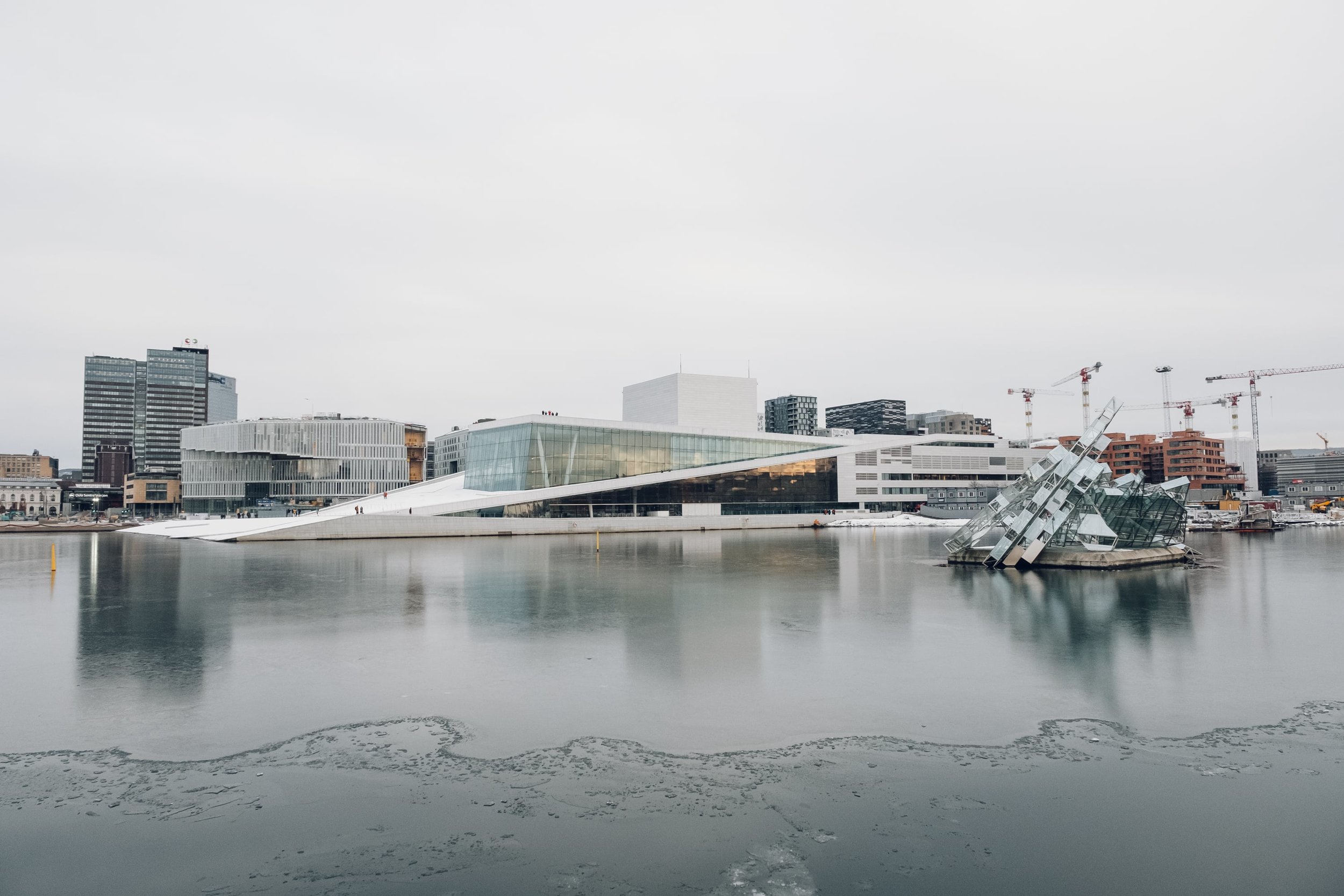 A view of Oslo during a cruise on the Oslofjord in winter