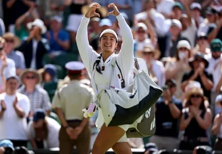 Alexandra Eala thanks her fans after losing the Women’s Singles fourth round match against Jasmine Paolini at the Wimbledon Championships in July.